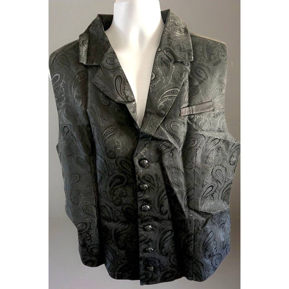 Men's Sz L Black Vest Steampunk Victorian Renaissance Goth Vampire Style Costume